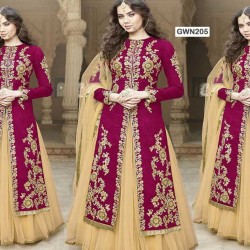 Premium Quality Unstitched Gown with Embroidery Work
