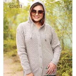 Women Grey Solid Hooded Sweaters ( Free Size 