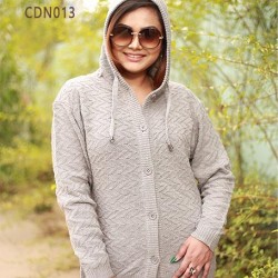 Women Grey Solid Hooded Sweaters ( Free Size 