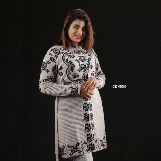 Women Black & Maroon Front Open Fashion Design Cardigan