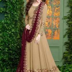 Premium Quality Unstitched Gown with Embroidery Work