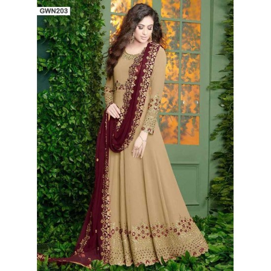 Premium Quality Unstitched Gown with Embroidery Work