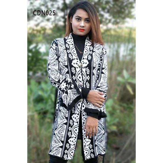 Women Black & White Front Open Fashion Design Cardigans