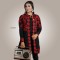 Women Black & Maroon Front Open Fashion Design Cardigan