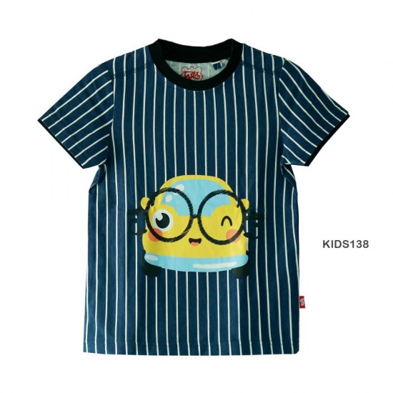 Blue Stripe 100% Cotton, S/J Tee Toddler Boys