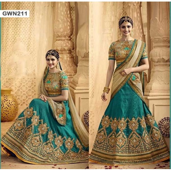 Premium Quality Unstitched Gown with Embroidery Work