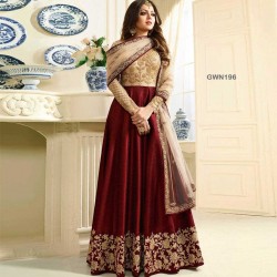 Premium Quality Unstitched Gown with Embroidery Work