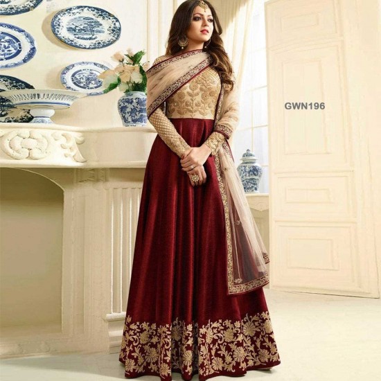 Premium Quality Unstitched Gown with Embroidery Work