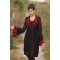 Women Black & Red Open Knit Fringed Front-Open Sweater