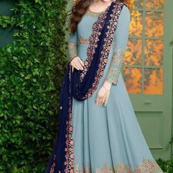 Premium Quality Unstitched Gown with Embroidery Work
