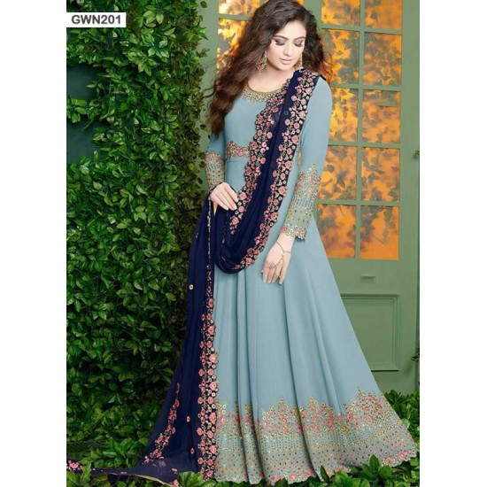 Premium Quality Unstitched Gown with Embroidery Work