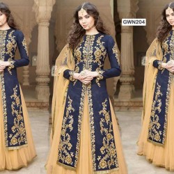 Premium Quality Unstitched Gown with Embroidery Work