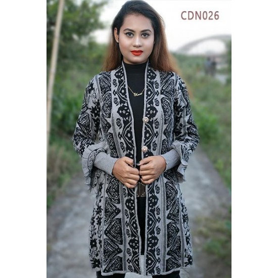 Women Black & Grey Front Open Fashion Design Cardigans