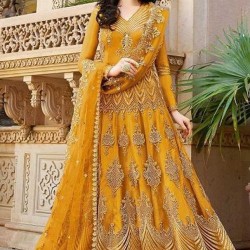 Premium Quality Unstitched Gown with Embroidery Work