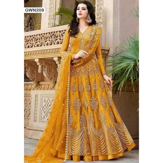Premium Quality Unstitched Gown with Embroidery Work