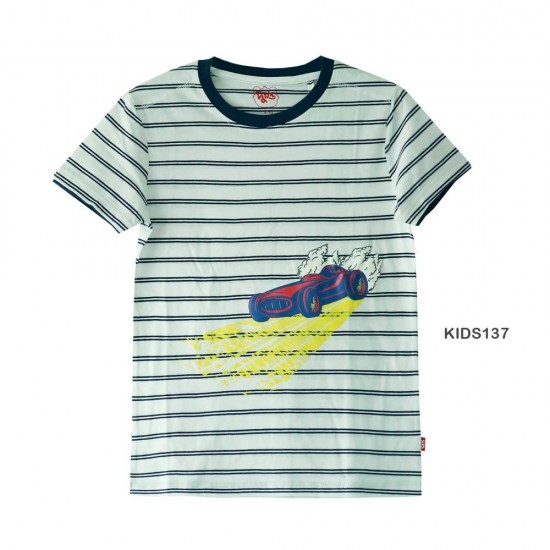 Grey Stripe 100% Cotton, S/J Tee Older Boys
