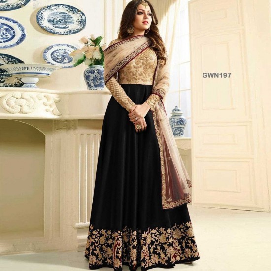 Premium Quality Unstitched Gown with Embroidery Work
