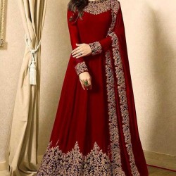 Premium Quality Unstitched Gown with Embroidery Work