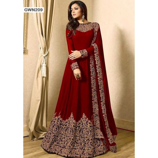 Premium Quality Unstitched Gown with Embroidery Work