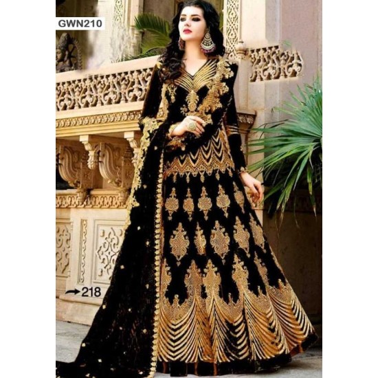 Premium Quality Unstitched Gown with Embroidery Work