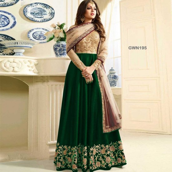 Premium Quality Unstitched Gown with Embroidery Work