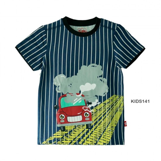 Blue Stripe 100% Cotton, S/J Tee Toddler Boys