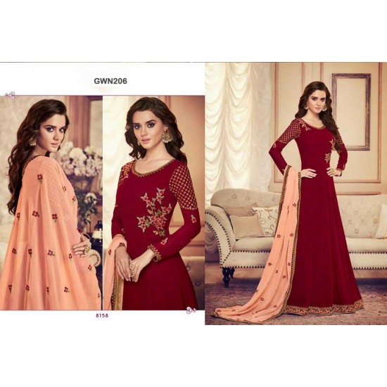 Premium Quality Unstitched Gown with Embroidery Work