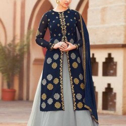 Premium Quality Unstitched Gown with Embroidery Work