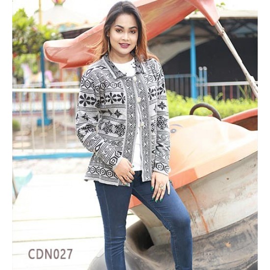 Women Black & Grey Front Open Short Cardigans ( Free Size )