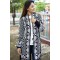 Women Black & White Front Open Nungor Design Sweater