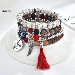 4Pcs/sets Women Bracelets Gift for Girl (Red)-