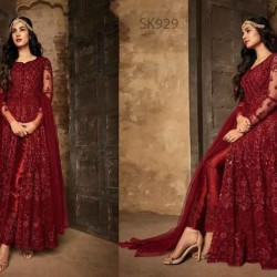 Premium Quality Unstitched Gown with Embroidery Work
