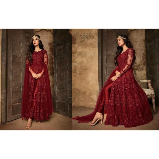 Premium Quality Unstitched Gown with Embroidery Work