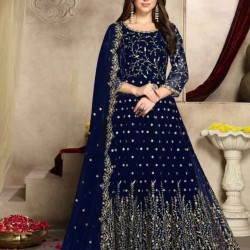 Premium Quality Unstitched Gown with Embroidery Work