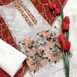 4pic Embroidery Designe Tissue Salwar Kameez