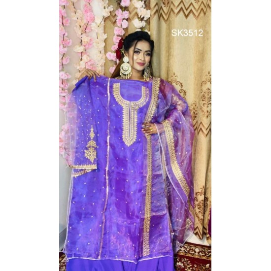 4pic Embroidery Designe Tissue Salwar Kameez