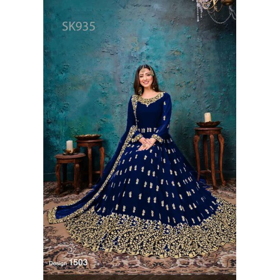 Premium Quality Unstitched Gown with Embroidery Work