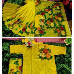 Couple Hand Paint Half Silk Saree and Dhupian Silk Punjabi
