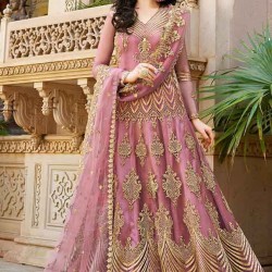 Premium Quality Unstitched Gown with Embroidery Work