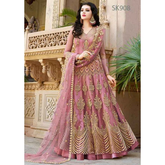 Premium Quality Unstitched Gown with Embroidery Work