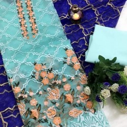 4pic Embroidery Designe Tissue Salwar Kameez