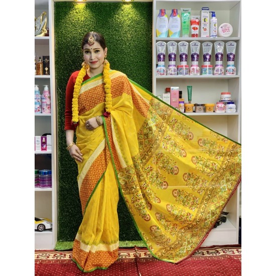 Falgun Special Screen Print Half Silk Saree