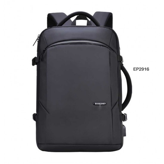Shaolong 2020-2# 19 Inch Premium Quality Laptop Business And Travel Backpack With USB Port (Black)