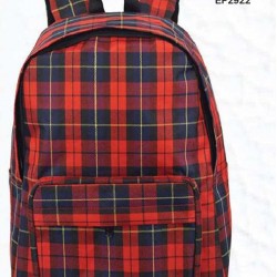 Espiral Grameen Check Nylon Fabric Super Light Weight Traveling School College Backpack