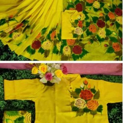 Couple Hand Paint Half Silk Saree and Dhupian Silk Punjabi