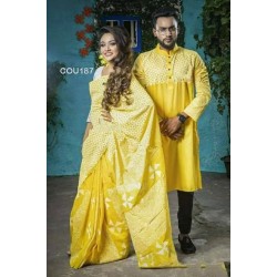 Trendy Couple Set Saree andPunjabi