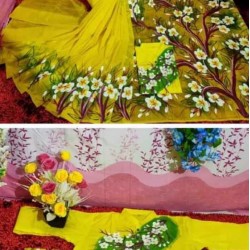 Couple Hand Paint Half Silk Saree and Dhupian Silk Punjabi