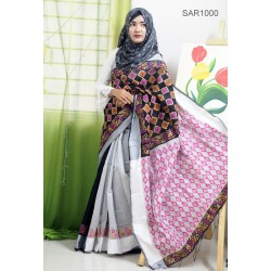 Dhupian Silk Block Print Saree For Women