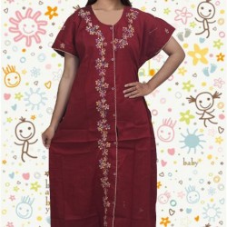 Embroidery Open Button Cotton Mexi