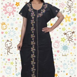 Embroidery Open Button Cotton Mexi